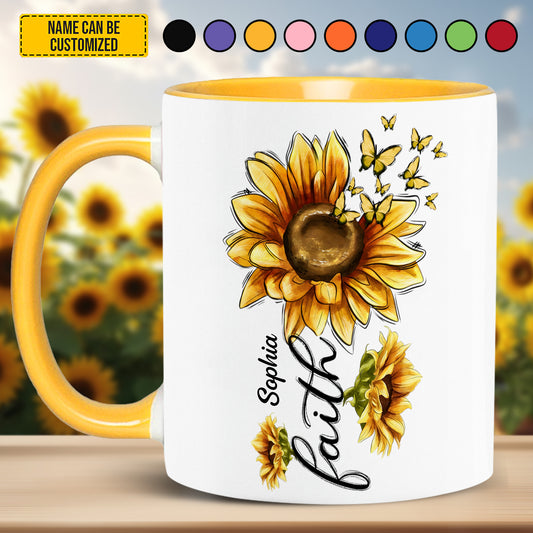 Faith Sunflower - Personalized Sunflower Accent Mug
