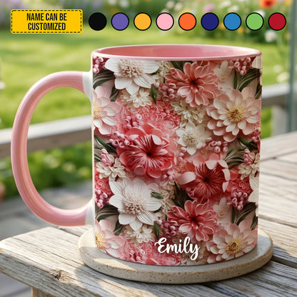 Personalized Colorful Wildflowers Accent Mug