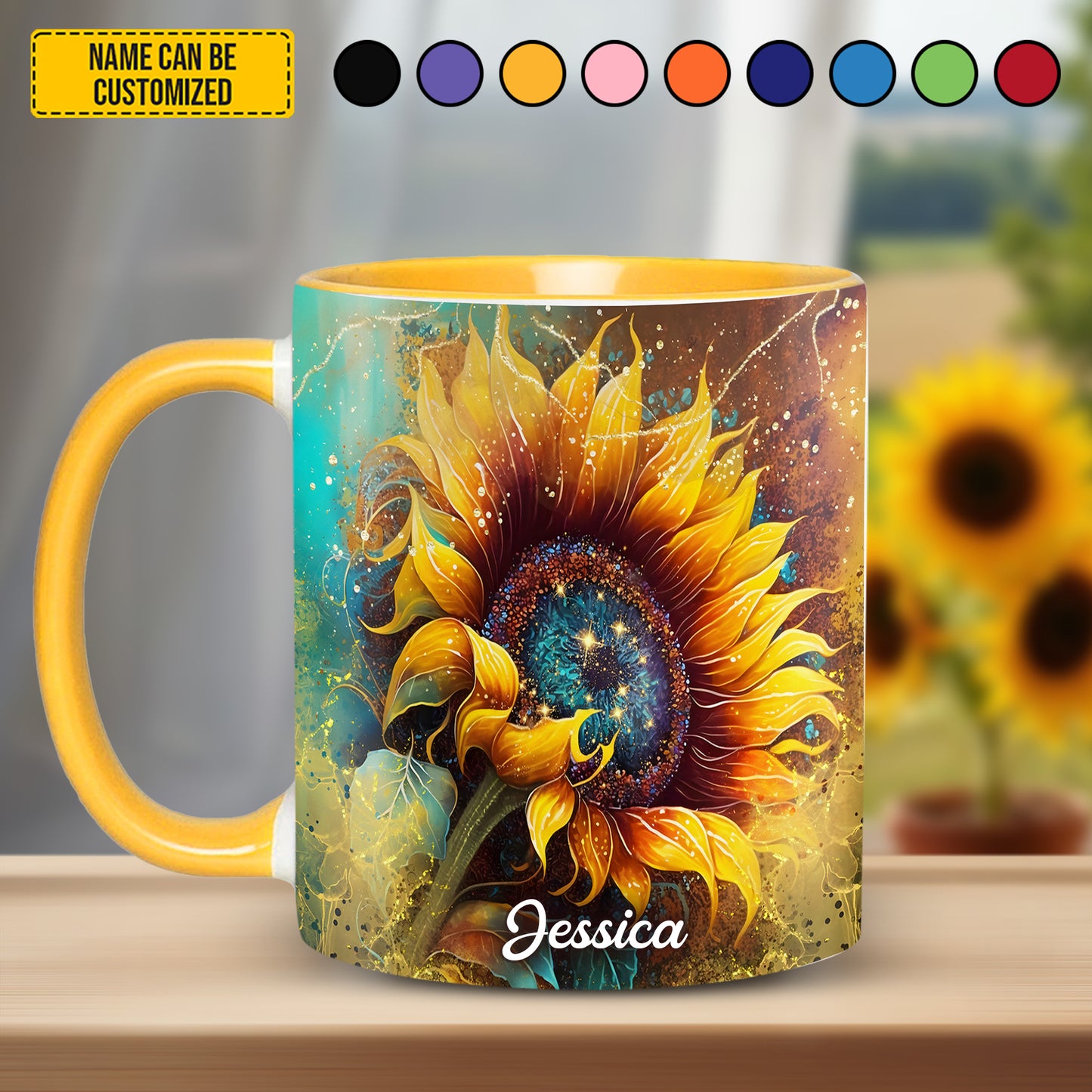 Beautiful Sunflower - Personalized Sunflower Accent Mug