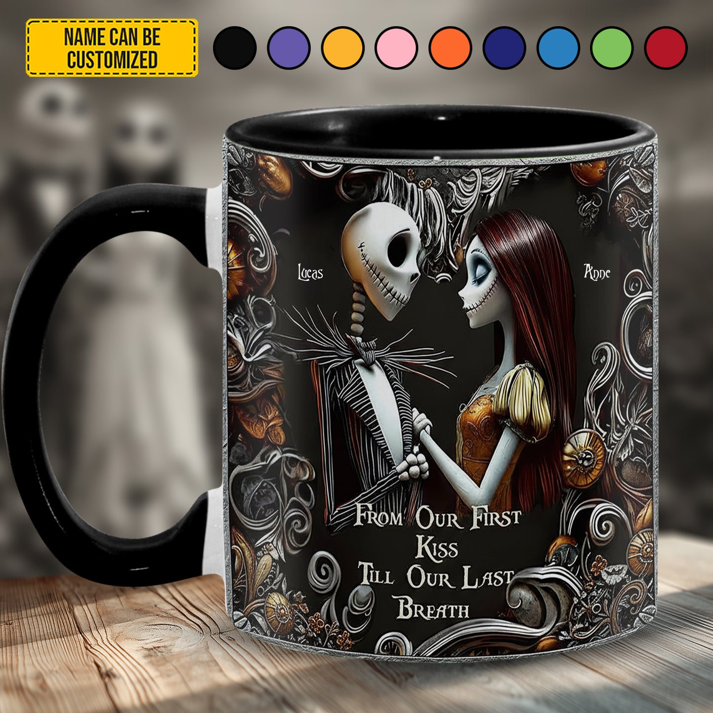 Personalized Cute Gothic Couple Accent Mug