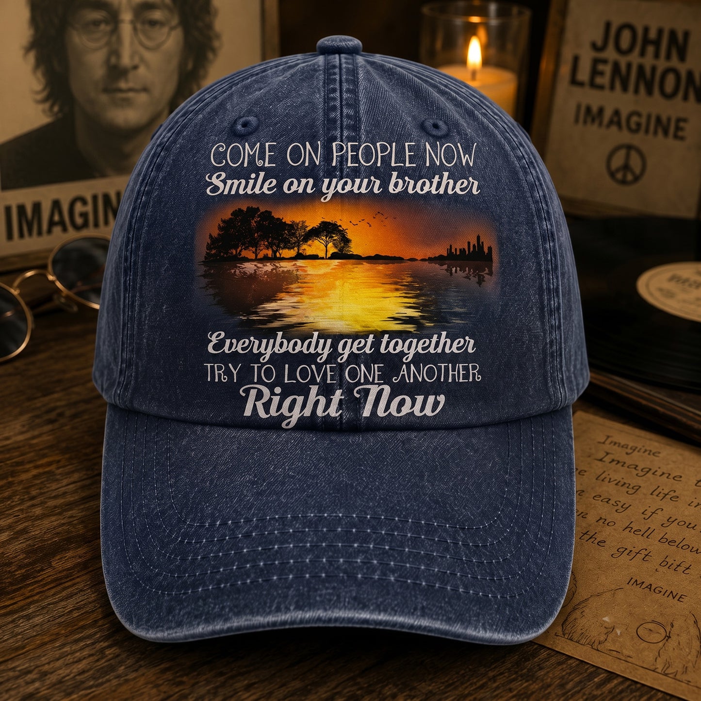 Come On People Now - Guitar Classic Music Denim Cap