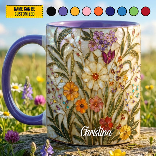 Stained Glass Wildflower - Personalized Accent Mug