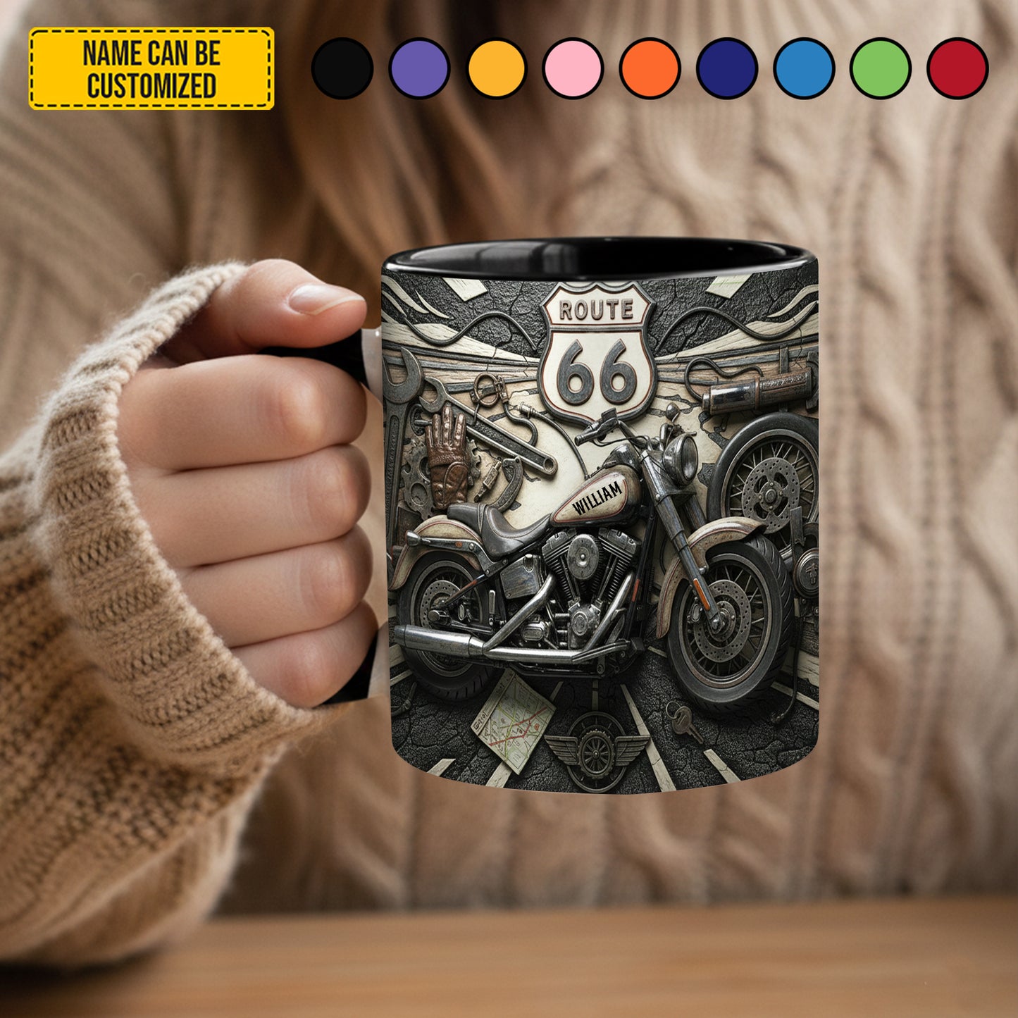 Iron Road 66 – Personalized Biker Accent Mug