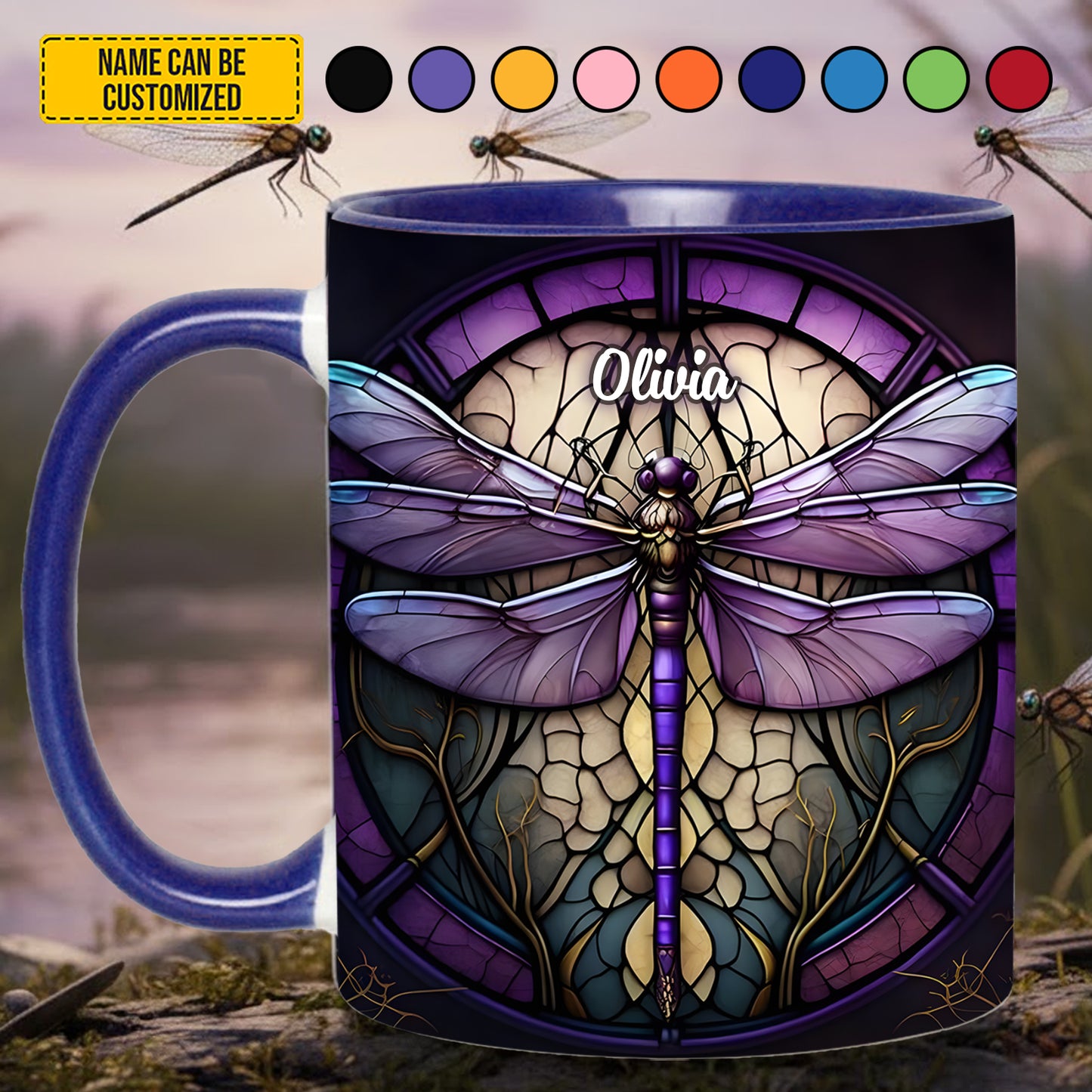 Love Dragonfly - Personalized Dragonfly Accent Mug
