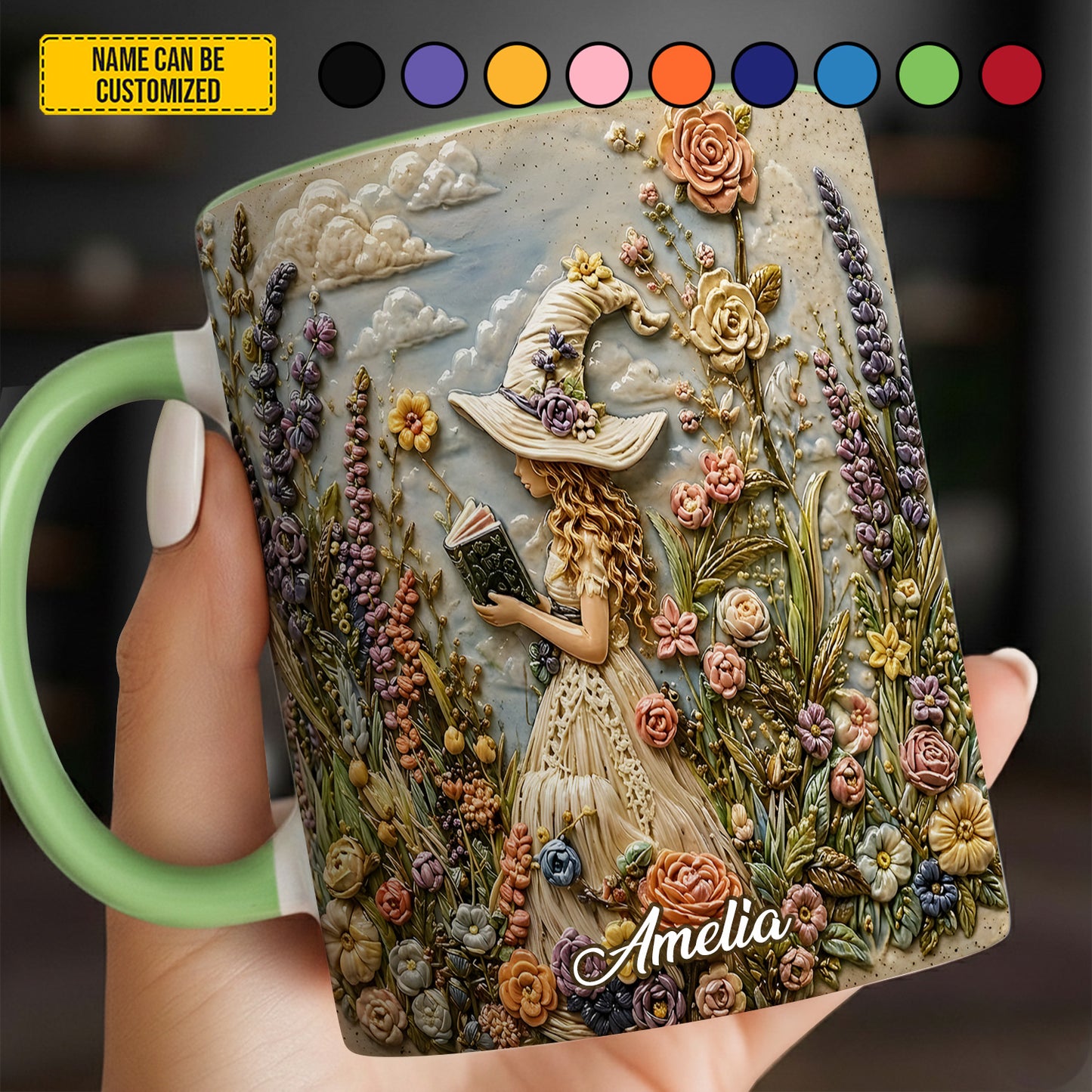 Beautiful Witch Flowers - Personalized Witch Accent Mug