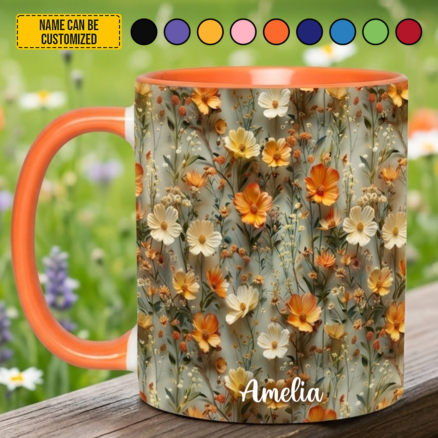 Personalized Wildflowers Accent Mug
