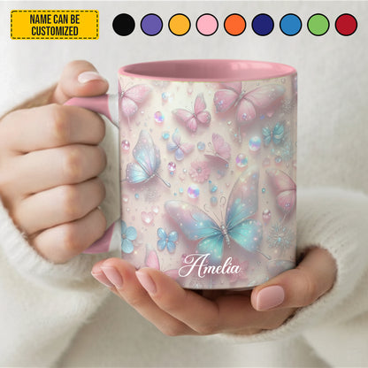 Personalized Colorful Butterflies Accent Mug