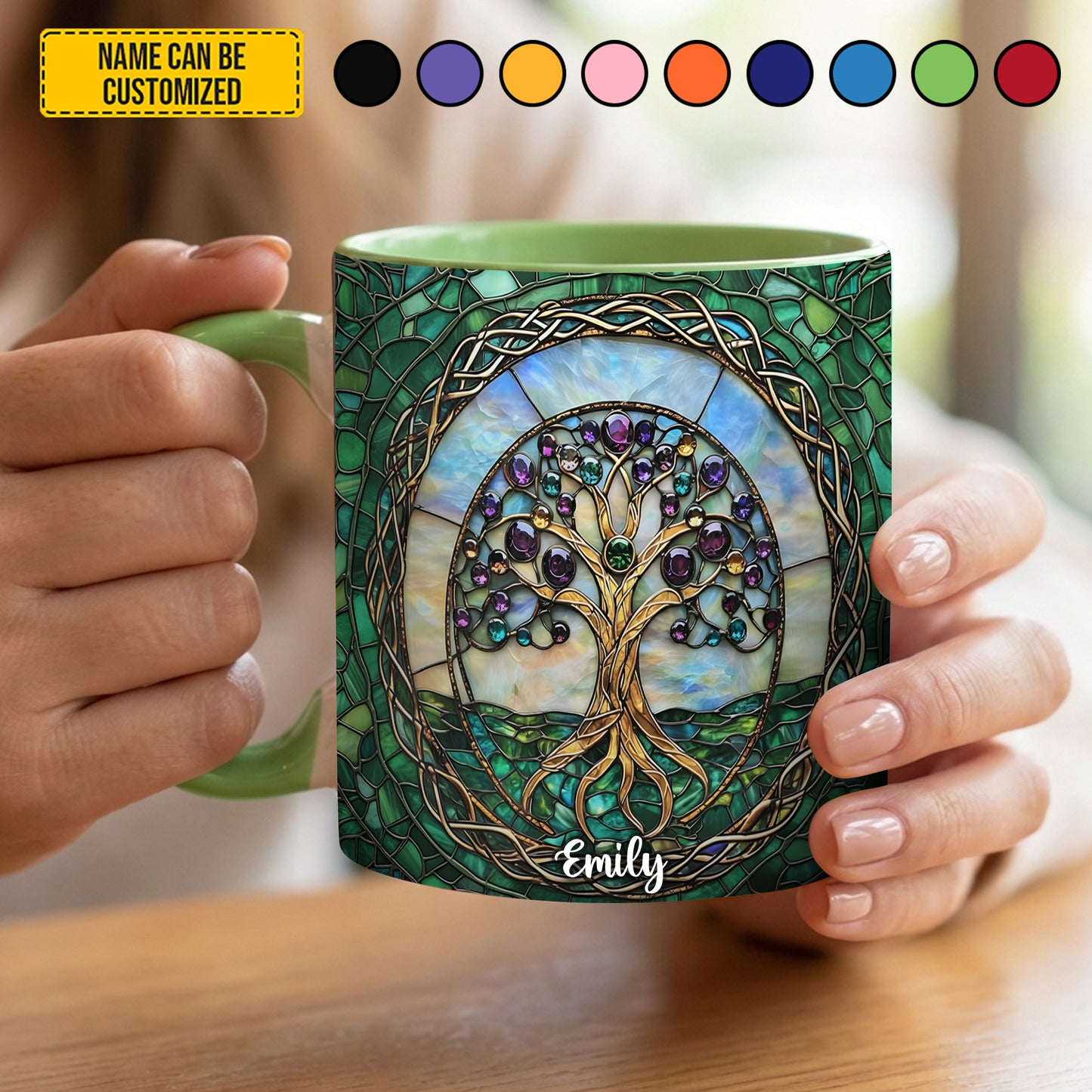 Personalized Tree Of Life Stained Glass Accent Mug