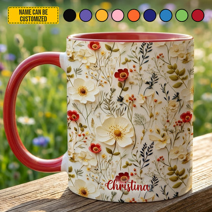 Personalized Colorful Floral Accent Mug
