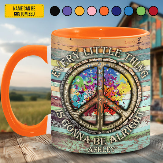 Every Little Thing Is Gonna Be Alright - Personalized Hippie Accent Mug