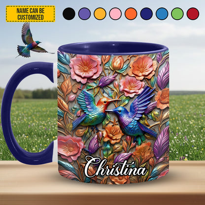 Hummingbird Flowers - Personalized Hummingbird Accent Mug