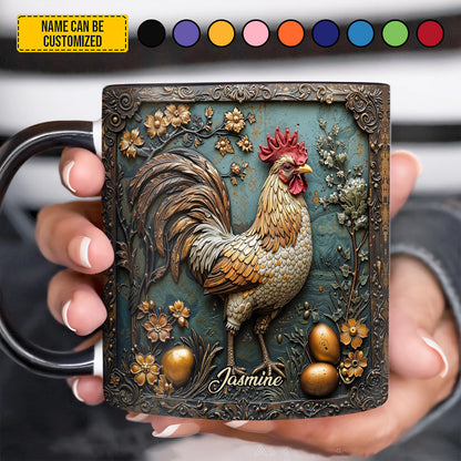 Personalized Vintage Rooster Accent Mug