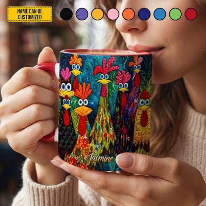 Personalized Crazy Chicken Accent Mug
