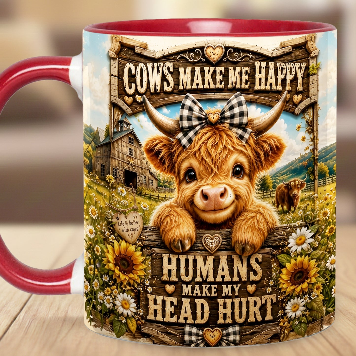 Cows Make Me Happy - Personalized Cow Accent Mug
