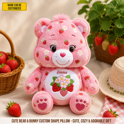 Personalized Cute Bear & Bunny Custom Shaped Pillow