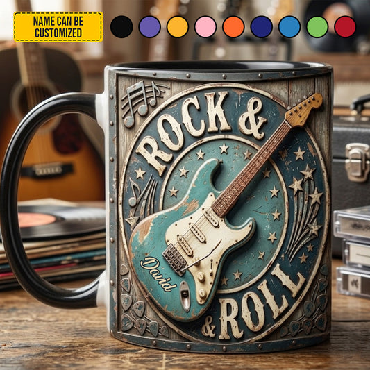 Rock & Roll - Personalized Guitar Accent Mug