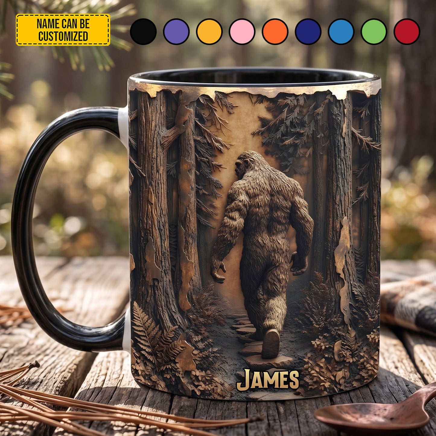 Backwoods Wanderer – Personalized Bigfoot Accent Mug