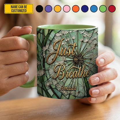 Just Breathe Dandelion – Personalized Accent Mug