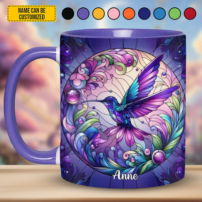 Colorful Hummingbird - Personalized Hummingbird Accent Mug