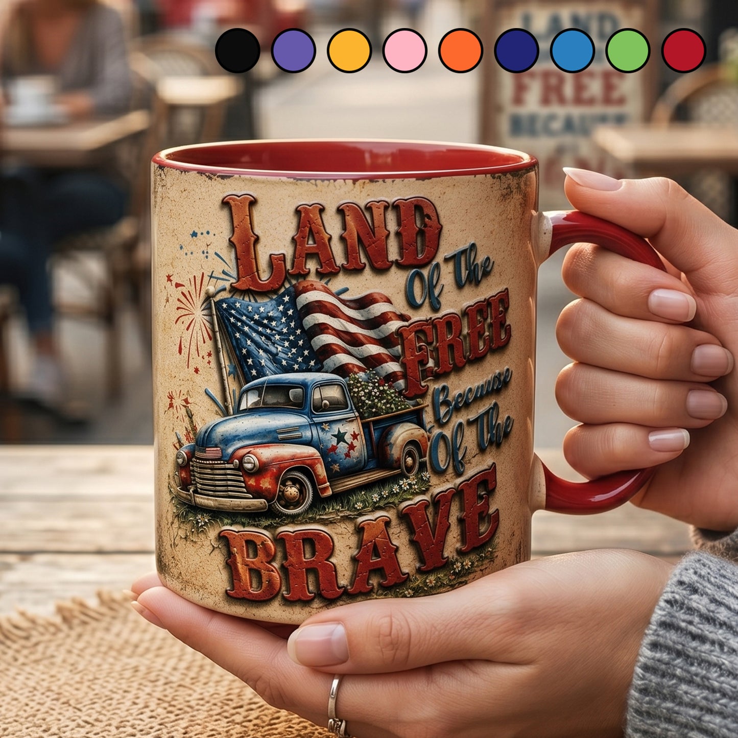 Land Of The Free - Truck Patriotic Accent Mug