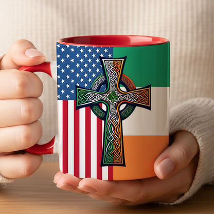 Irish-American Celtic Cross Accent Mug