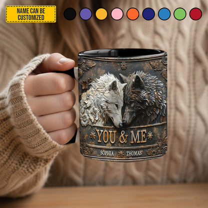You and me wolf - Personalized Accent Mug