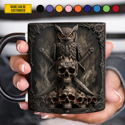 Dark Guardian – Personalized Gothic Owl Accent Mug