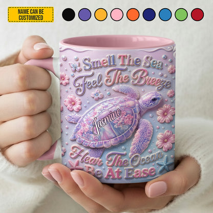 Smell The Sea - Personalized Turtle Accent Mug