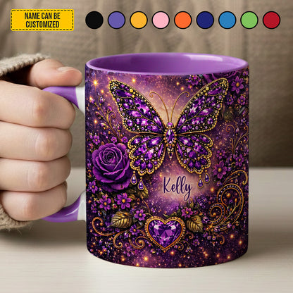 Personalized Sparkle Butterfly Accent Mug
