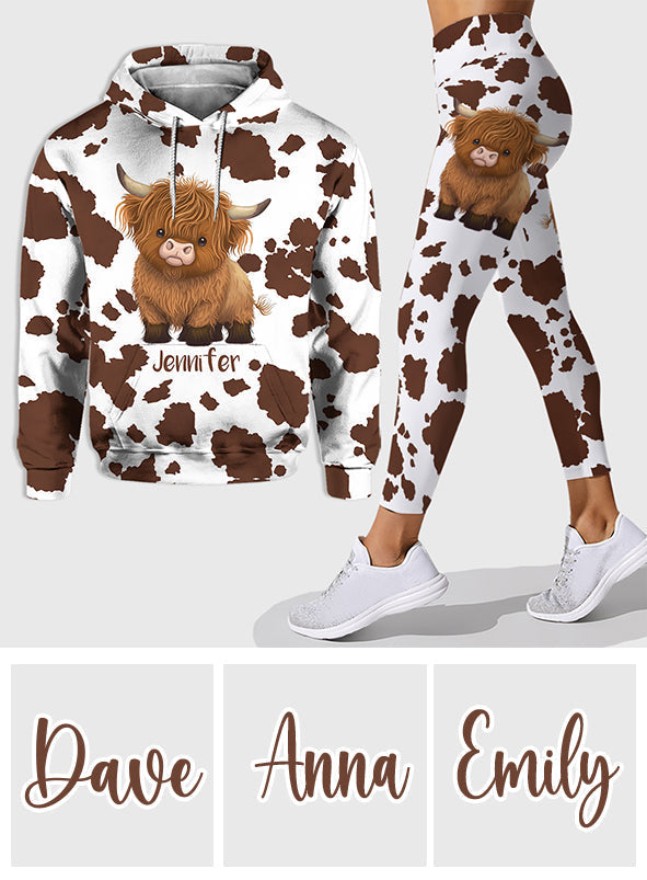 Personalized Highland Cow Hoodie and Leggings