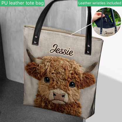 Cute Highland Cow - Personalized Highland Cow Tote Bag