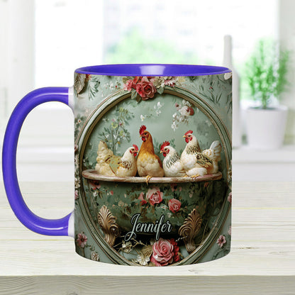 Floral Chicken - Personalized Chicken Accent Mug
