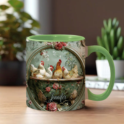 Floral Chicken - Personalized Chicken Accent Mug