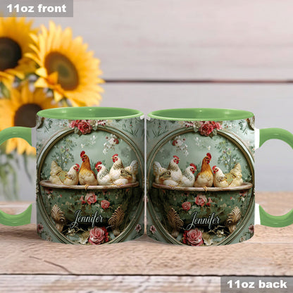 Floral Chicken - Personalized Chicken Accent Mug
