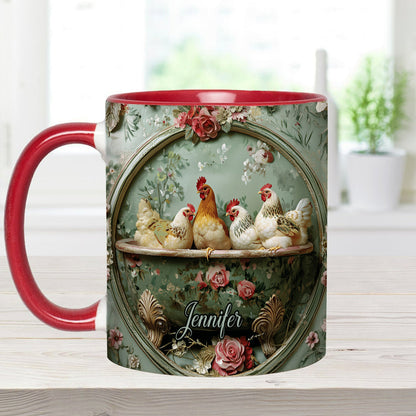 Floral Chicken - Personalized Chicken Accent Mug