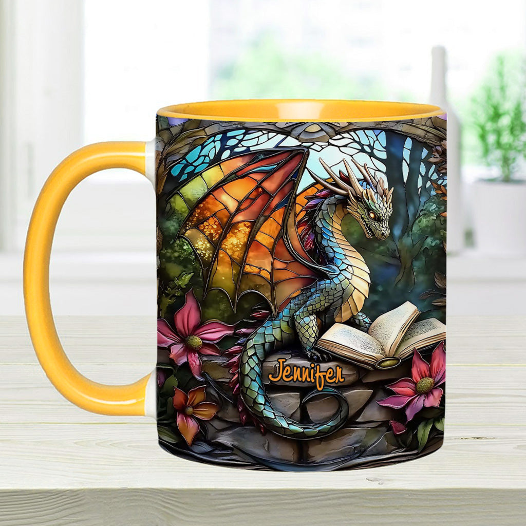 Stained Glass Dragon - Personalized Dragon Accent Mug