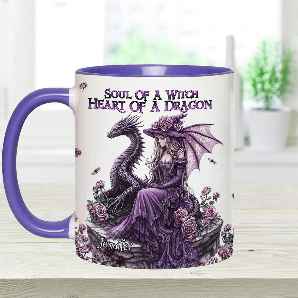 Soul Of A Witch Heart Of A Dragon - Personalized Dragon Accent Mug