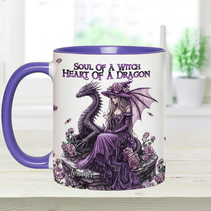 Soul Of A Witch Heart Of A Dragon - Personalized Dragon Accent Mug