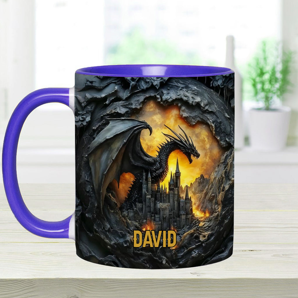 Dragons With Castle - Personalized Dragon Accent Mug
