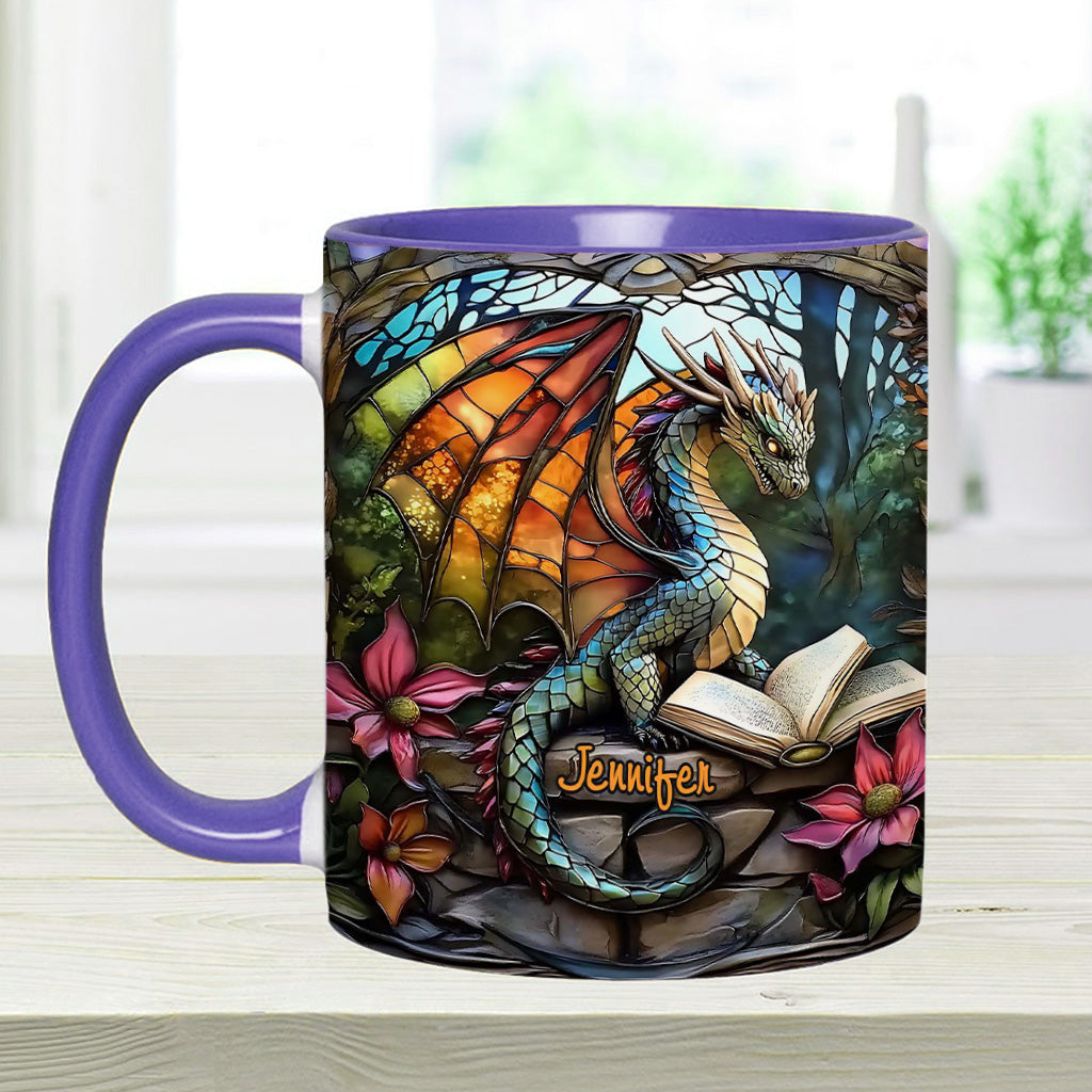 Stained Glass Dragon - Personalized Dragon Accent Mug