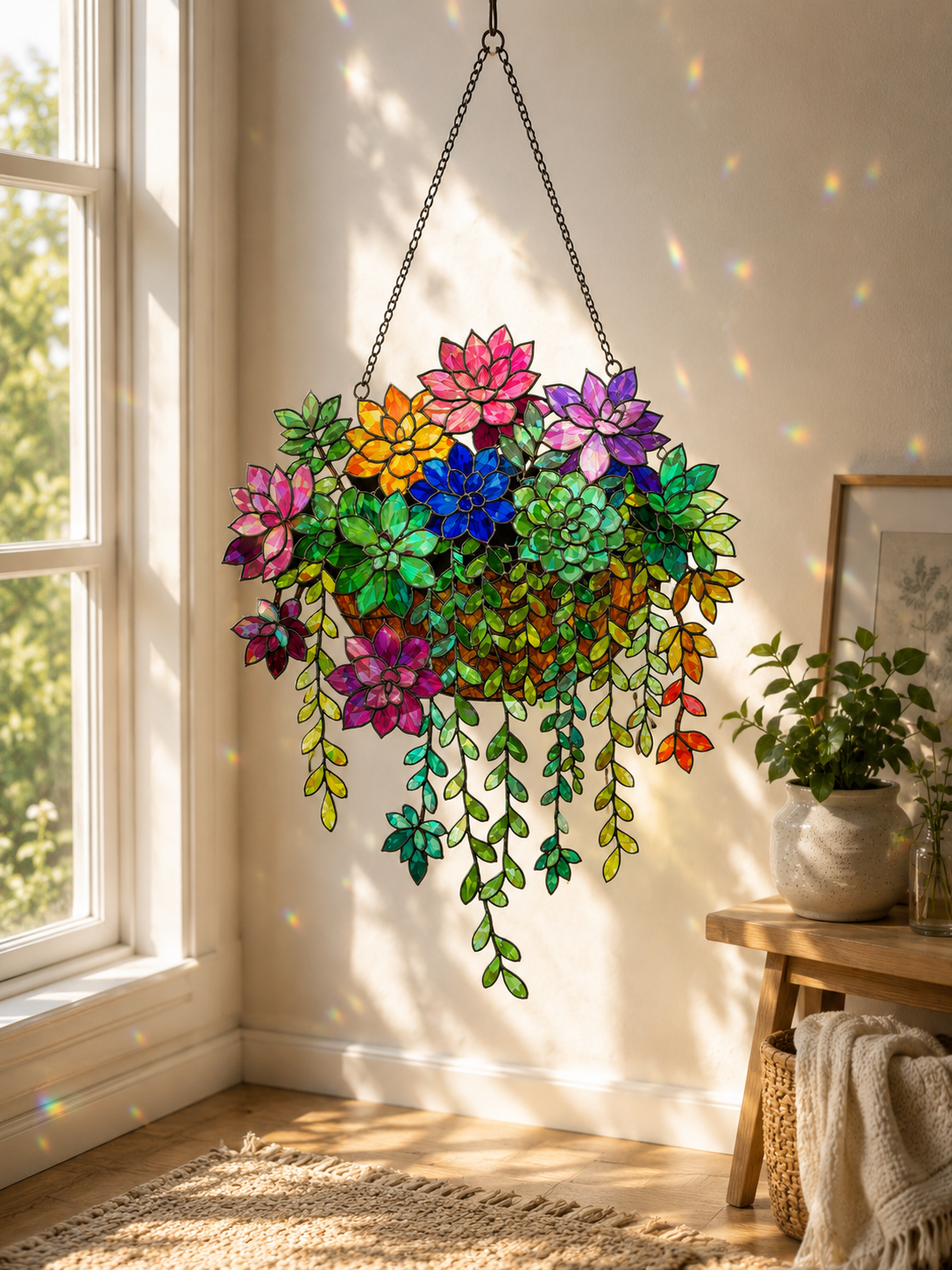Succulent  Colorful Window Hanging Suncatcher Acrylic