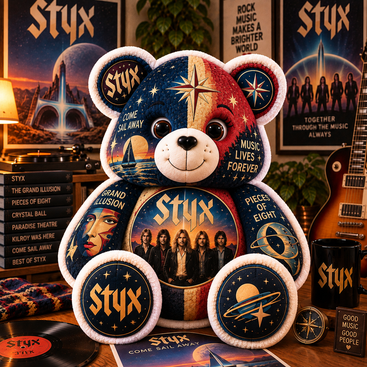 Styx Bear Custom Shaped Pillow – Classic Rock Fan Gift