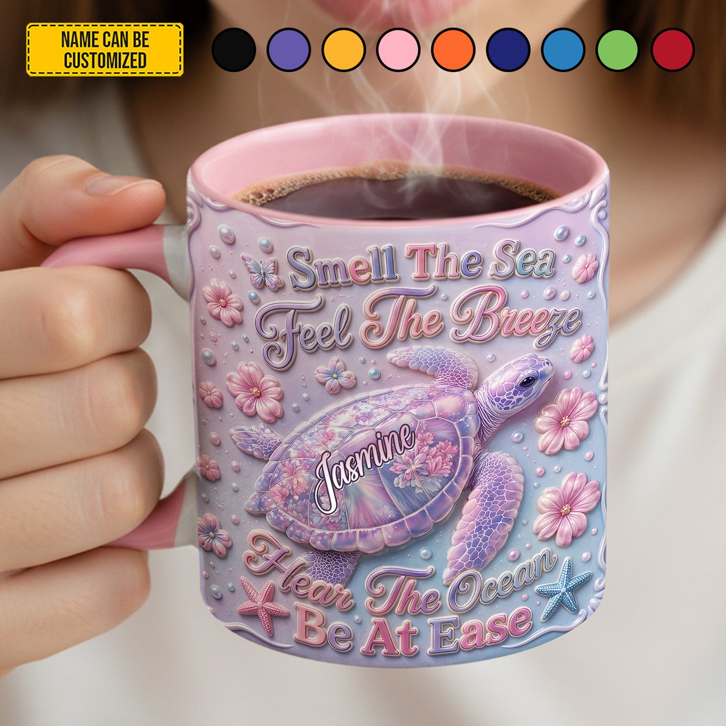 Smell The Sea - Personalized Turtle Accent Mug