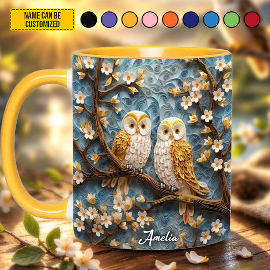 Cute Owl Couple - Personalized Owl Accent Mug