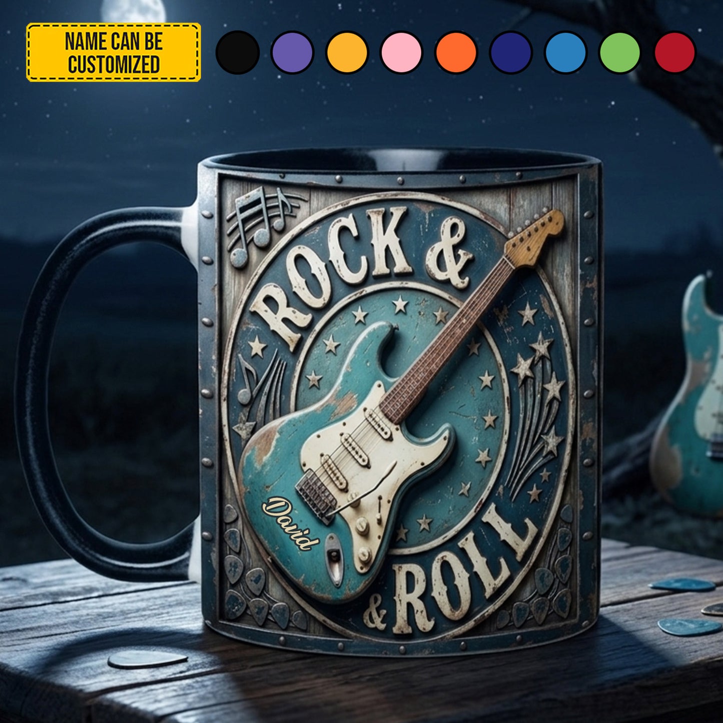 Rock & Roll - Personalized Guitar Accent Mug