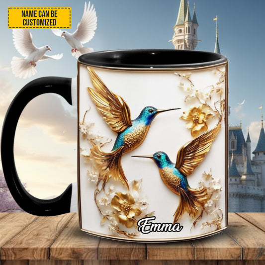 Personalized Beautiful Hummingbird Accent Mug