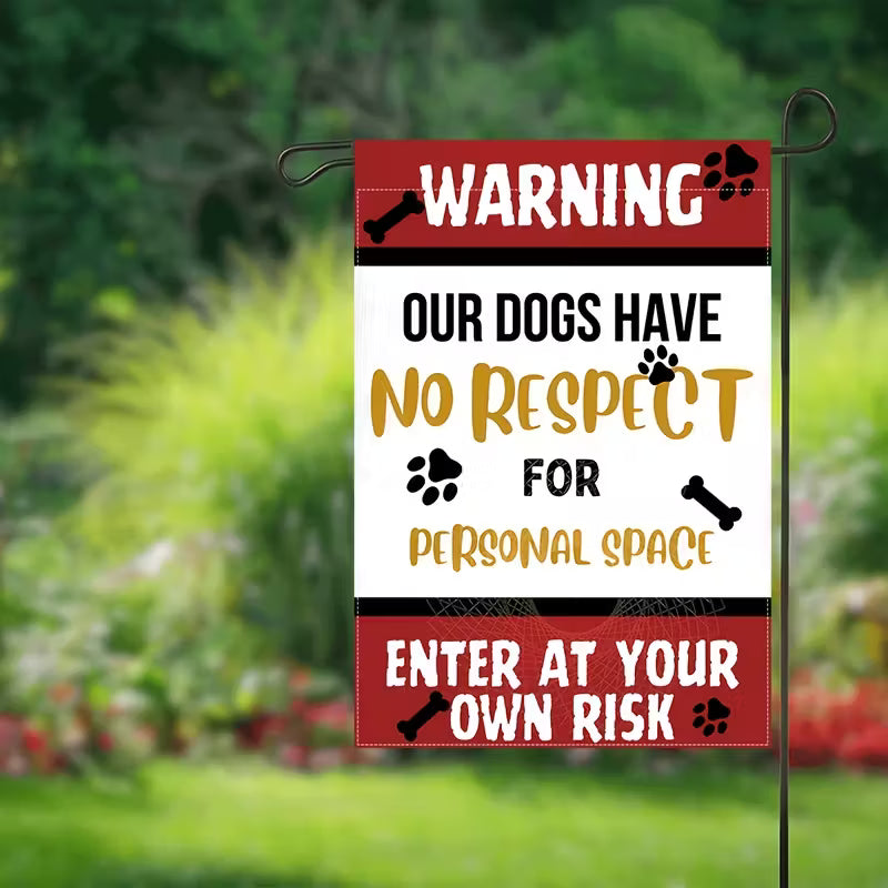 Funny Dog Warning Garden Flag