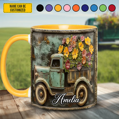 Truck and Flower - Personalized Accent Mug