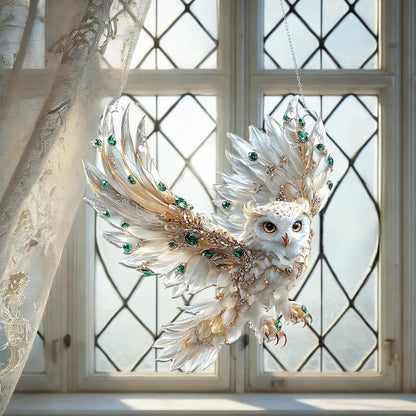 White Owl Acrylic Window Hanging