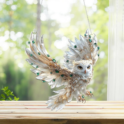 White Owl Acrylic Window Hanging